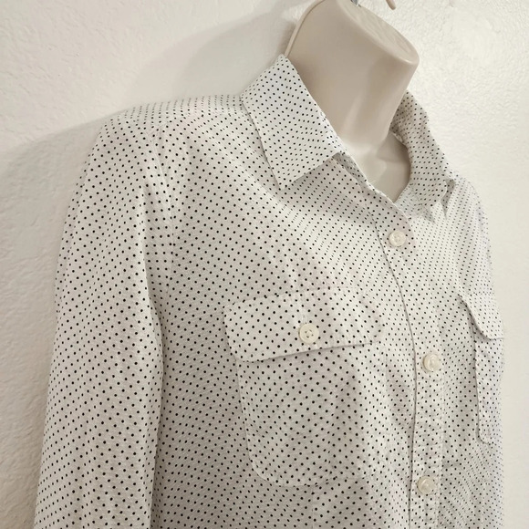 LOFT White and Black Polka Dot Button Down Top Size S - Picture 4 of 9